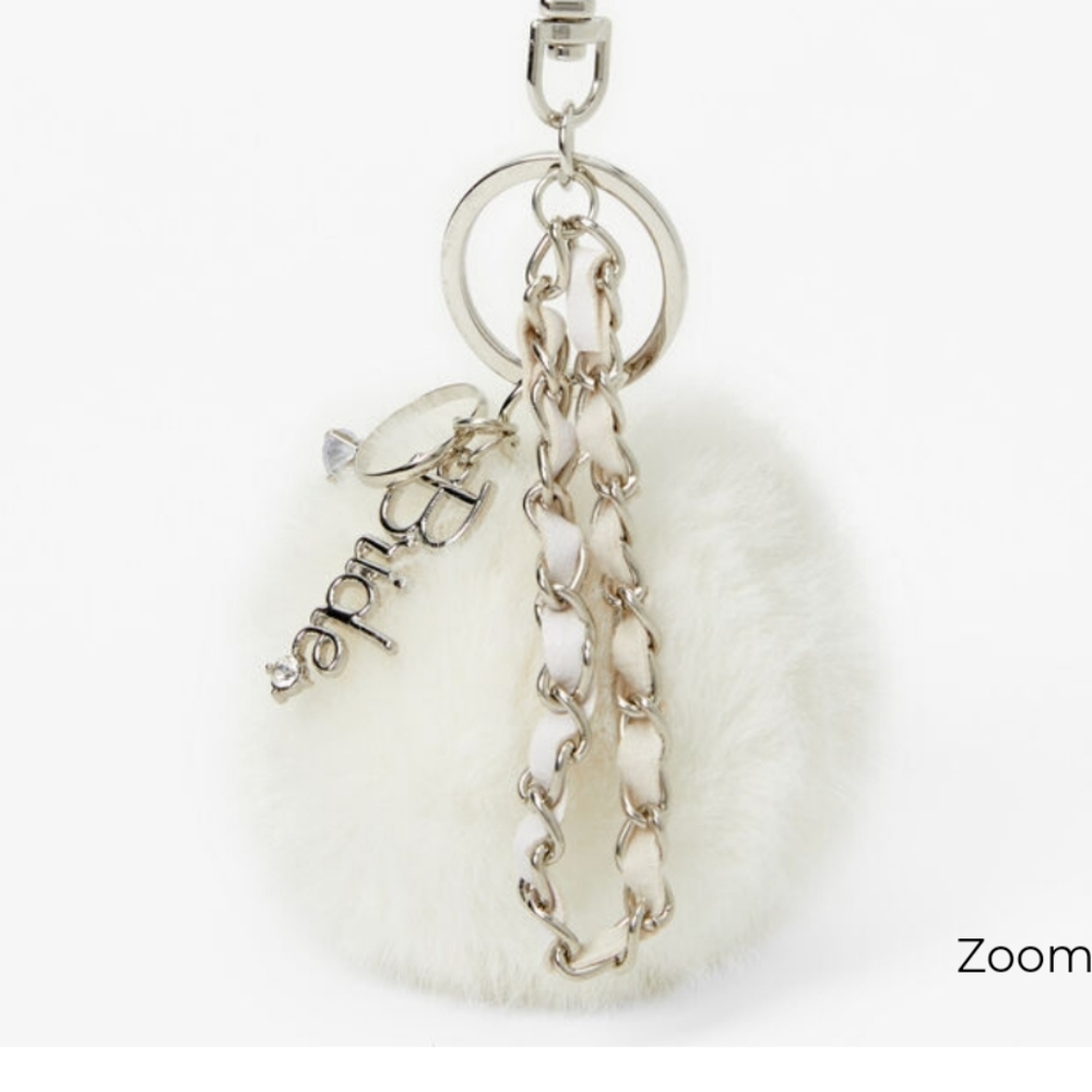 Two for $20, BRIDE POM KEYRING - IVORY